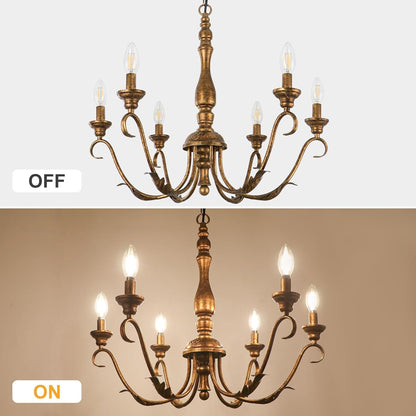 6-Light 23.62'' Farmhouse Vintage Gold Chandeliers for Dining Room8