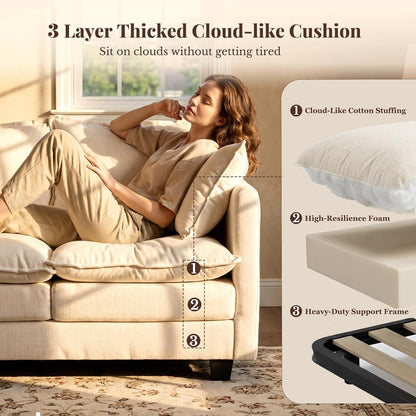 Loveseat Sofa, Cloud Love Seat Couch 3 Layer Cushion for Small Spaces3
