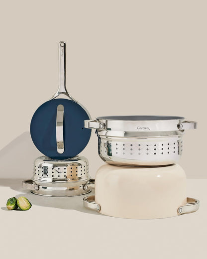 Caraway Non-Stick Ceramic Dutch Oven Pot with Lid & Steamer (6.5 Qt, 10.5") | Non-Toxic, PTFE and PFOA Free, Safe and Compatible with All Stovetops (Gas, Electric and Induction), Cream7