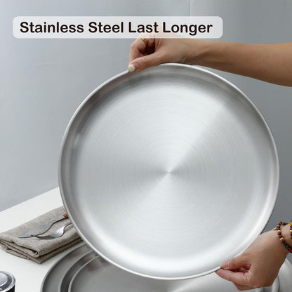 16 Inch Pizza Pan for Oven 2 Pack Stainless Steel Baking Sheet round Plates for Cake Pie and Salad Pizza Steel Large Tray Oven Dishwasher Safe & Easy Clean5