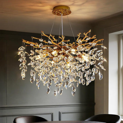Gold Tree Branch Crystal Chandelier for Living Room & Dining Room1