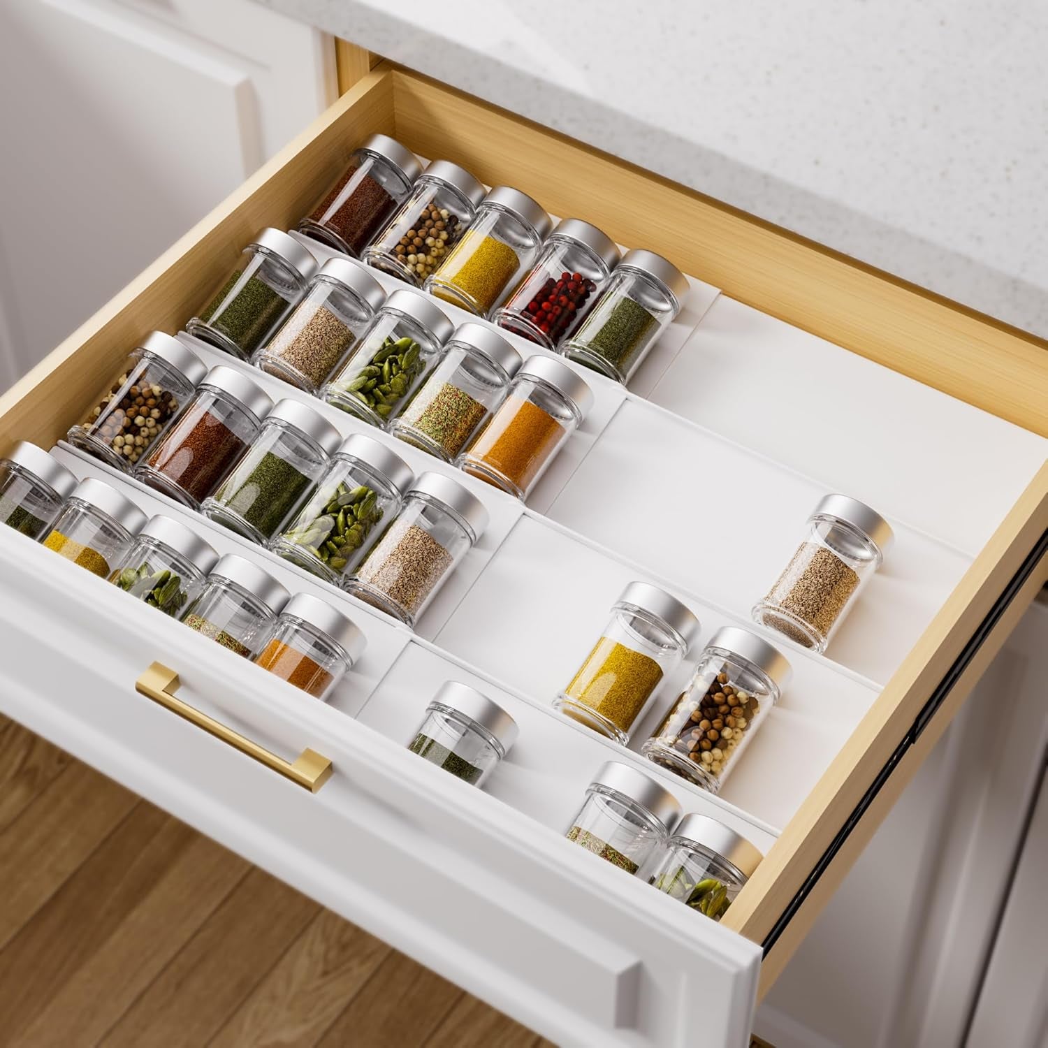 white-spice-drawer-organizer-4-tier-8-pack-seasoning-organizer-for-drawer-expandable-from-13-to-26-kitchen-drawer-spice-rack-jars-not-included