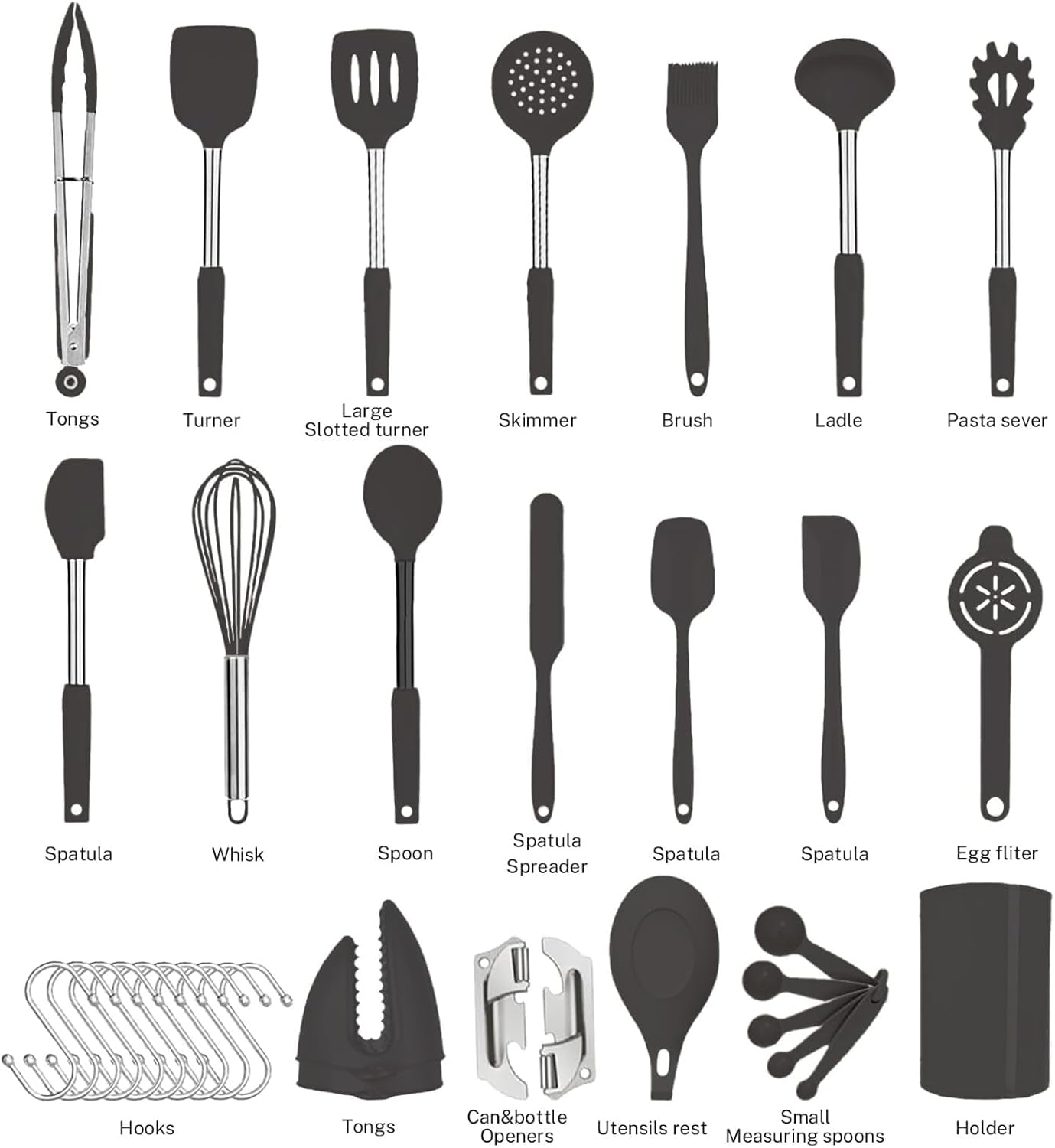 silicone-kitchen-cooking-utensils-set-with-stainless-steel-handle-spatula-set-utensil-set-cooking-utensil-set-kitchen-tools-gadgets-for-nonstick-cookware-35-black