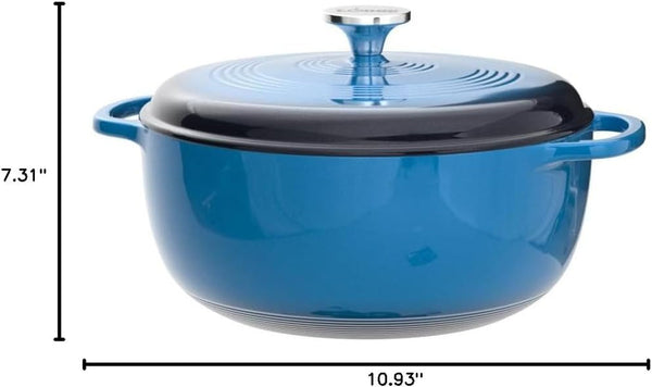 Essential Enamel Cast Iron Dutch Oven, 6 Quart, Caribbean Blue | Ideal for Bread Baking, Braising, Marinating & Slow Cooking, Features Moisture-Sealing Lid & Dual Handles9