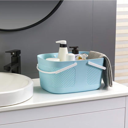 Portable Plastic Shower Caddy Basket Organizer with Handles, Blue2