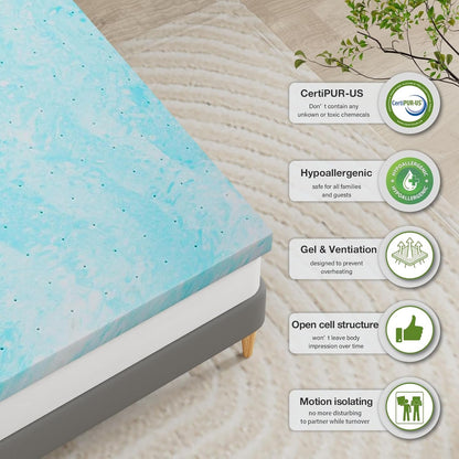 Memory Foam Mattress Topper Twin XL 3 Inch Gel Infused Soft Single XL Foam Mattress Pad College Dorm Extra Long XL Twin Bed Topper3
