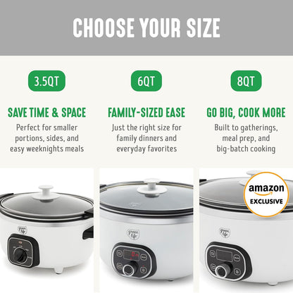 6QT Ceramic Nonstick Slow Cooker, Cooktop/Oven Safe, White | Pfas-Free Nonstick Removeable Inner Pot, Dishwasher Safe Components, Programmable, Keep Warm, Delay Timer, Family Sized10