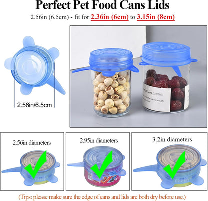 Silicone Can Lids (10 Pack, All 2.6'' Diameter), Reusable Silicone Stretch Lids for Pet Food Cans, Bpa-Free Seal Can Covers for Yogurt Jars Soda Regular Mason Jars Canned Pet Foods2