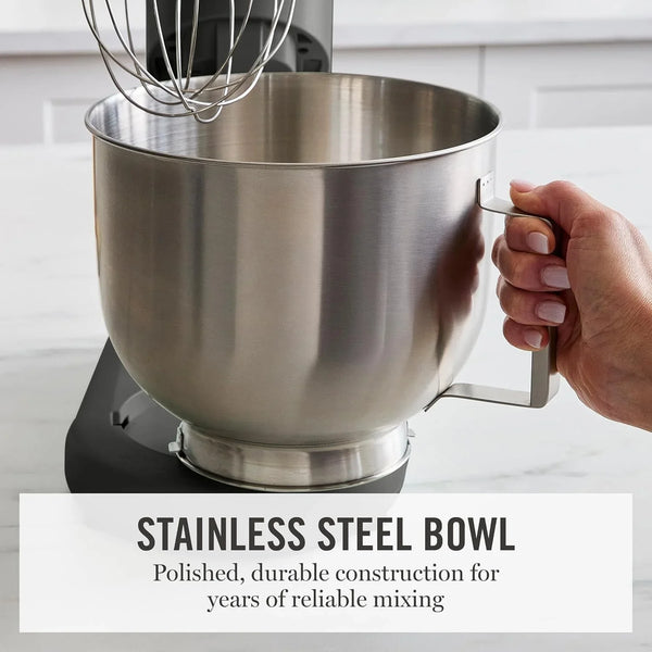 5.3QT Tilt Head Stand Mixer, 12 Speeds, Stainless Steel Bowl | Dough Hook, Stainless Whisk, Beater, Removable Splash Shield, Bread, Cake & Whipping, Electric Kitchen Mixer, Caviar Gray6
