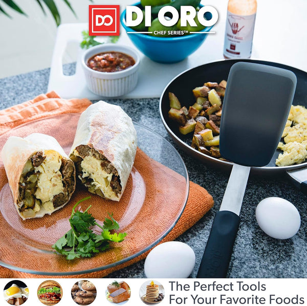 DI ORO Chef Series Silicone Turner Spatula Set - 600F Heat Resistant, 3-Pc5