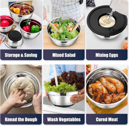 Stainless Steel Mixing Bowls with Lids Set, 5-Piece, Black4