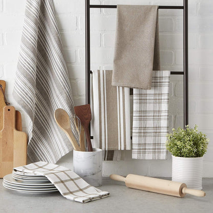 Assorted Woven, Kitchen Dishtowel Set, 18X28, Brown, 5 Piece3