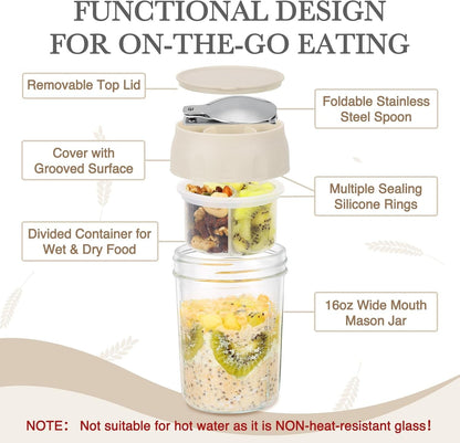 2 Pack Overnight Oats Containers with Lids (Oat White/Oat White)3