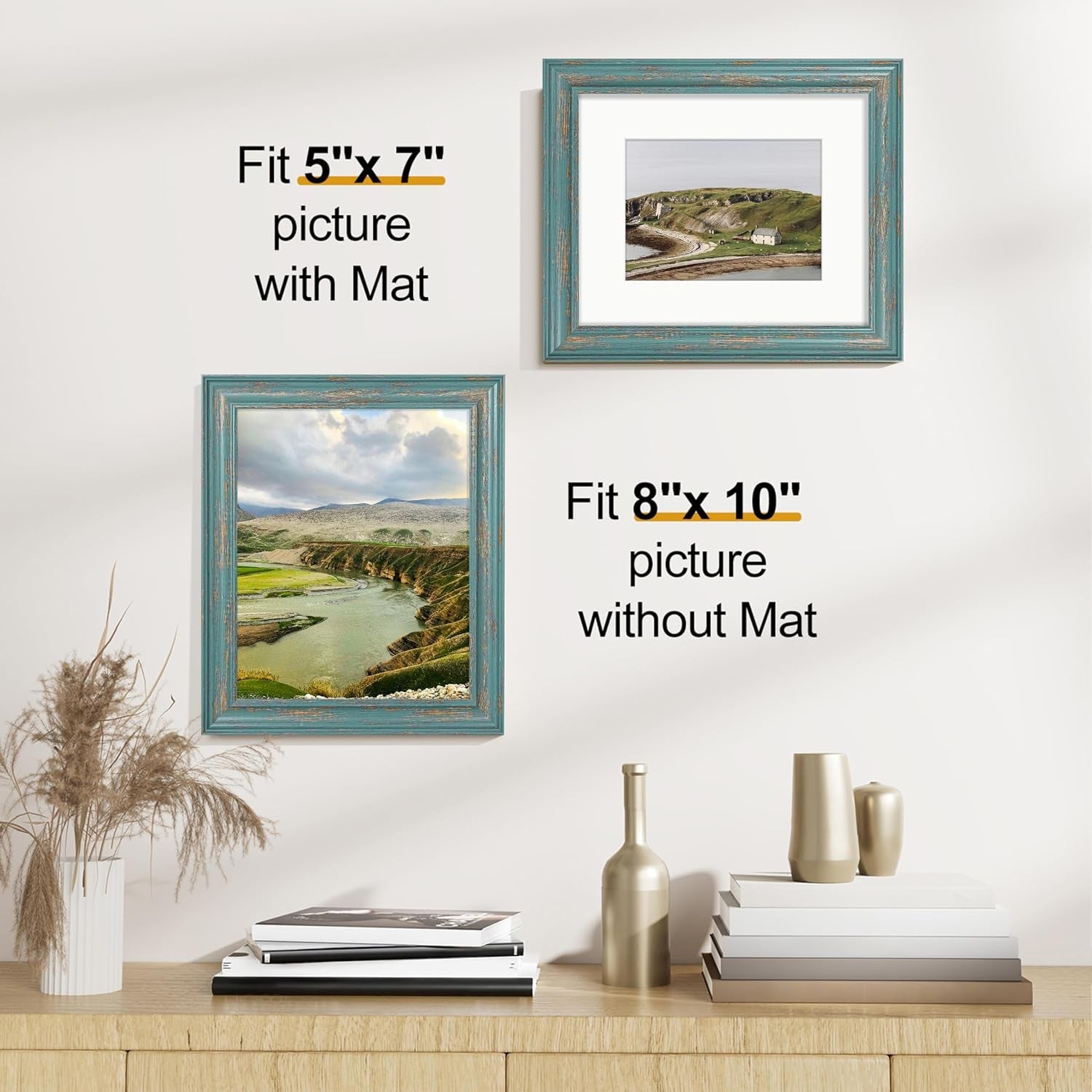 8x10-picture-frames-set-of-2-vintage-photo-frames-rustic-blue