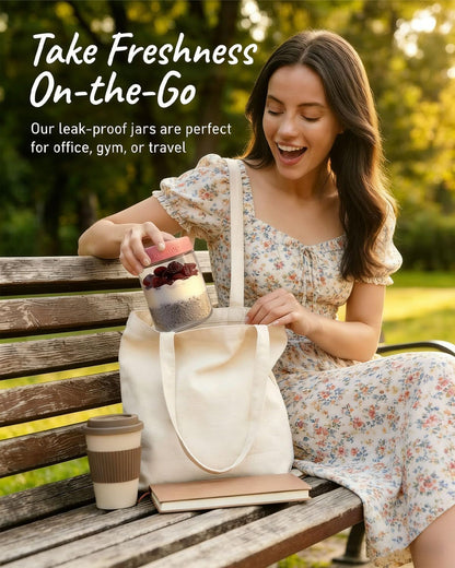 16 Oz 4-Pack Overnight Oats Containers with Lids6