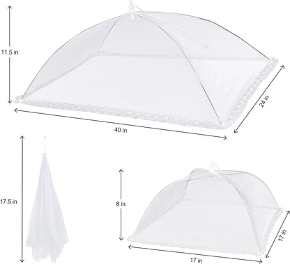 10 PACK Mesh Food Covers for outside for Picnic, Camping Supplies | Picnic Table Food Bowl Covers Outdoors Pop-Up Food Tents 2 Extra Large(40"X24") & 8 Large(17"X17") Bbqs Glamping Essentials2