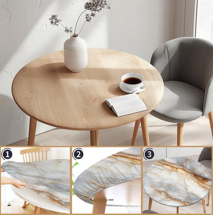 48 Inch Marble round Tablecloth Elastic Tablecloths Fitted Indoor Outdoor round Table Cover Washable Reusable Tablecover for Kitchen Picnic Party3