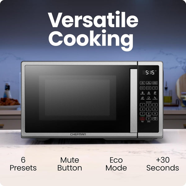 Countertop Microwave Oven 0.9 Cu. Ft. Digital Stainless Steel Microwave 900 Watt with 6 Presets, Eco Mode, Mute Option, Memory Function, Child Safety Lock, Kitchen, Home, Dorm Essentials2