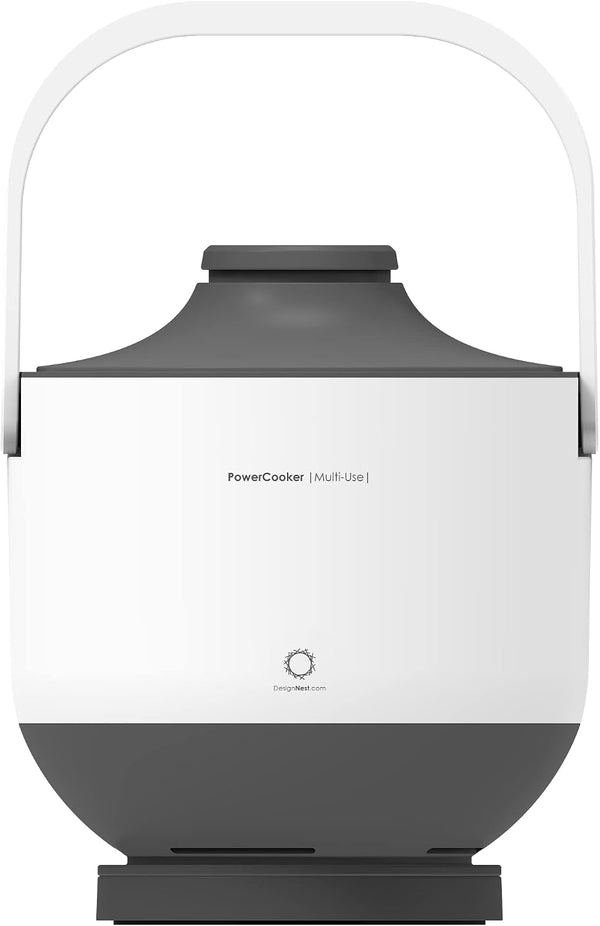 Powercooker Multi-Cooker, Steamer, Auto Warmer, Fast Cooking, Portable Pot, Detachable Heating Base, 5 Cooking Models, Touch Control Panel, Soup, Rice, Stews, Oatmeal & Yogurt, White1