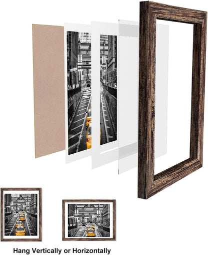 12X16 Wood Frame(Rustic Brown, 1 Pack) 11X14 Picture with Mat or 12 X 16 Photo without Mats with Mat for Gallery Wall, Family, Baby, Dog, Dorm, Christmas4