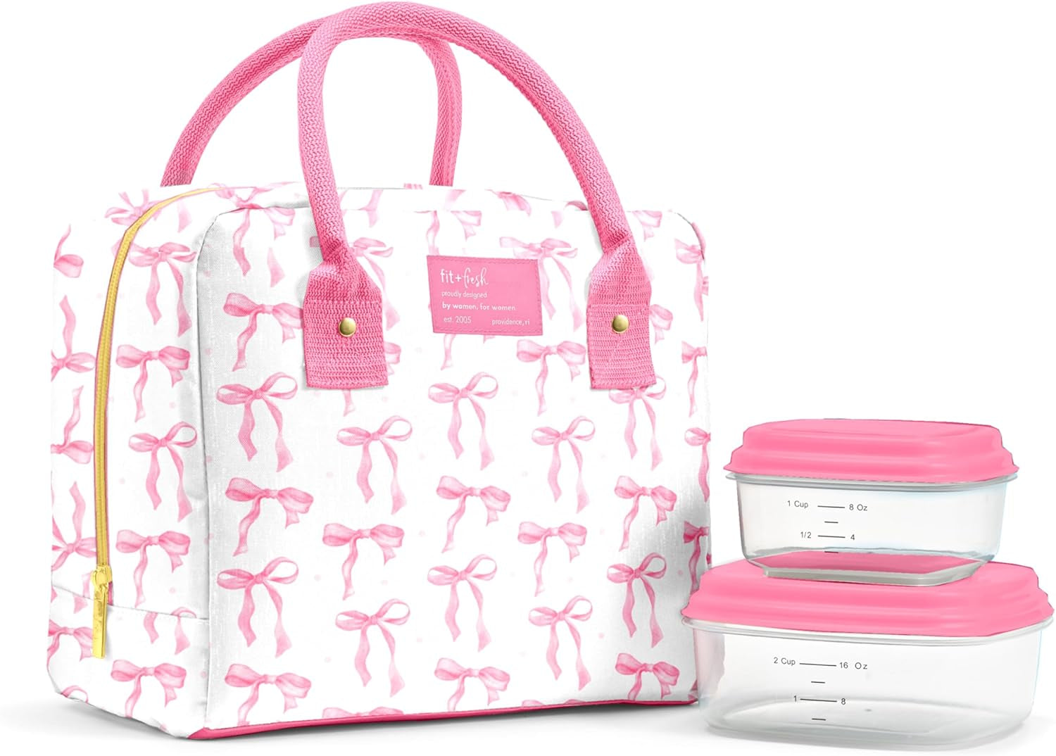bloomington-lunch-bag-for-women-insulated-large-lunch-box-for-work-with-containers-leak-resistant-stain-resistant-zipper-closure-pink-bows