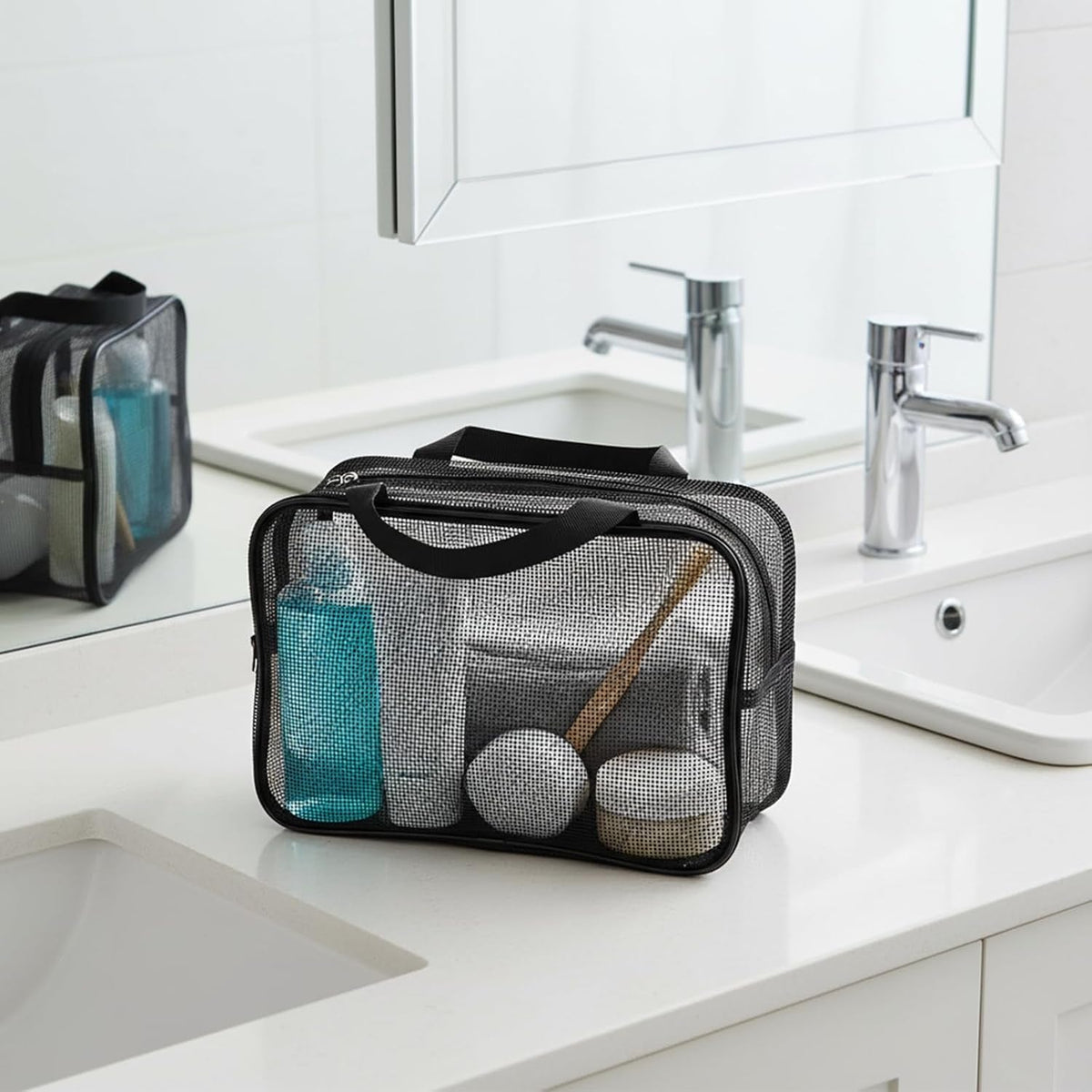 mesh-shower-caddy-bag-portable-toiletry-organizer-with-zipper-large-capacity-quick-dry-tote-for-bathroom-gym-travel-camping-swimming