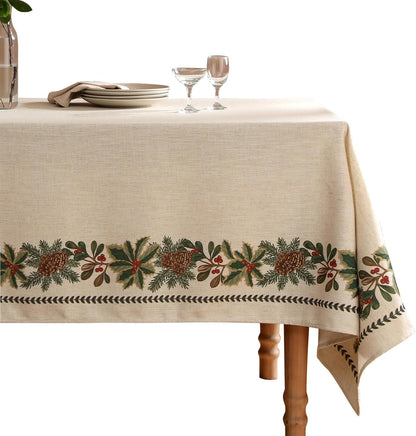 Designer Vintage Linen Rectangular Tablecloth,79"X55"-Carol G1