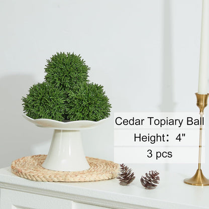 4 Inch Decorative Balls, Real Touch Cedar Topiary Ball Faux Greenery Boxwood Balls for Centerpiece Bowls Farmhouse Home Decor 3 Pcs6