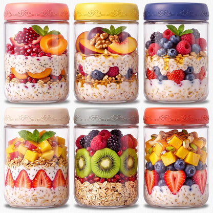 6-Pack 16 Oz Overnight Oats Containers with Lids1