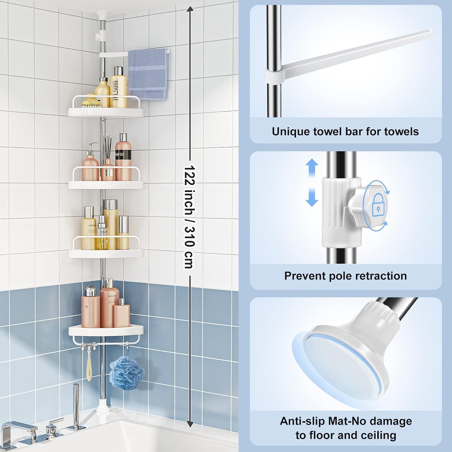corner-shower-caddy-tension-pole-adjustable-stainless-steel-shower-organizer-with-4-tier-shelf-for-bathroom-bathtub-tub-shampoo-floor-standing-rack-bath-storage-holder-with-rust-proof-rods