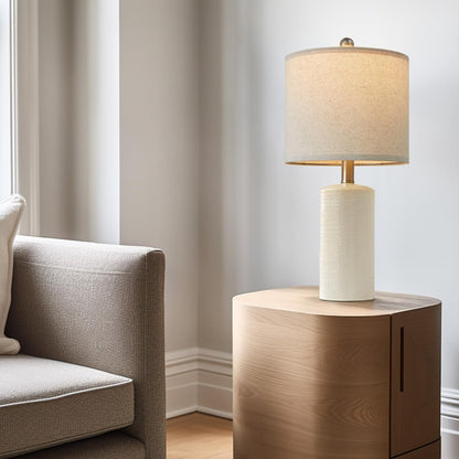 20.25" Small Single Table Lamp for Bedroom Modern Ceramic Nightstand Lamp | Farmhouse Bedside Lamp Boho Living Room Lamp White End Side Table Lamps for Night Stands Mid Century Nursery Modern Lamp6