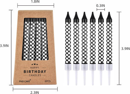 36 Pcs Racing Cars Themed Birthday Candles, Black and White Checkered Flag Candles, Kid'S Party Decoration6