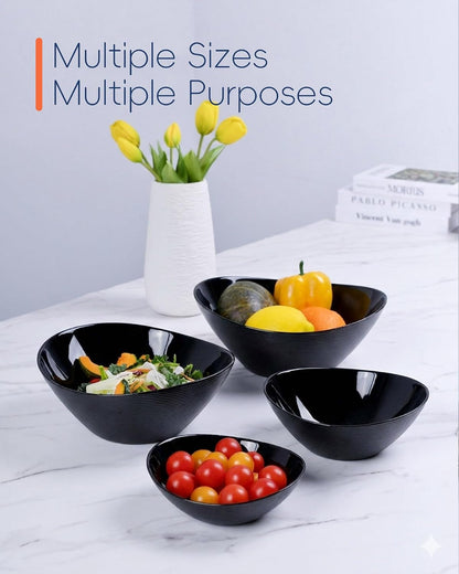Oval Serving Bowls Set of 4, 15/20/43/66 OZ Black Opal Glass5