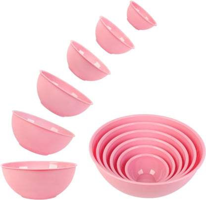 BPA Free Plastic round Mixing Bowl with Lids, 12 Pack Nesting Bowls with Lids Set, Microwave and Dishwasher Safe Prep & Serving Bowls Great for Mixing, Baking, Serving (Pink, 12Pcs)7