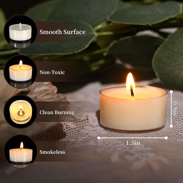 Tea Lights Candles 50 Pack, 6 Hour Long-Lasting Soy Wax Tealight Candles6