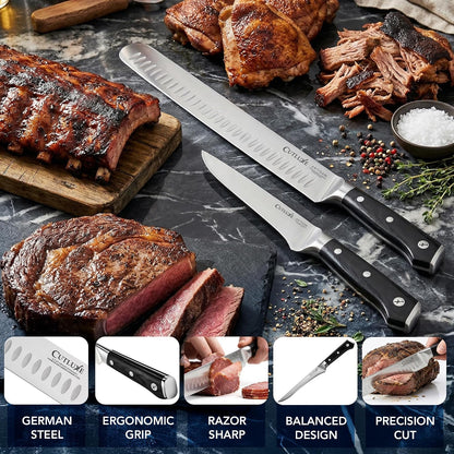 Carving Knife Set, Brisket Slicing & Boning Knife for Meat & BBQ | Razor Sharp German Steel, Full Tang Ergonomic Handle – Grilling Gift for Men, Artisan Series4