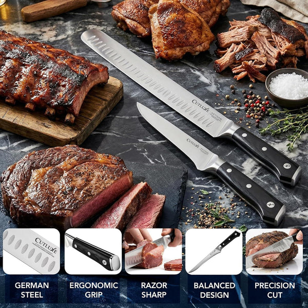 Carving Knife Set, Brisket Slicing & Boning Knife for Meat & BBQ | Razor Sharp German Steel, Full Tang Ergonomic Handle – Grilling Gift for Men, Artisan Series4