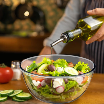 4.7QT Large Glass Mixing Bowl with Lid, Clear Glass Salad Cooking Bowls for Sourdough, Salad and Storage Prepping and Baking Food Storage Set3