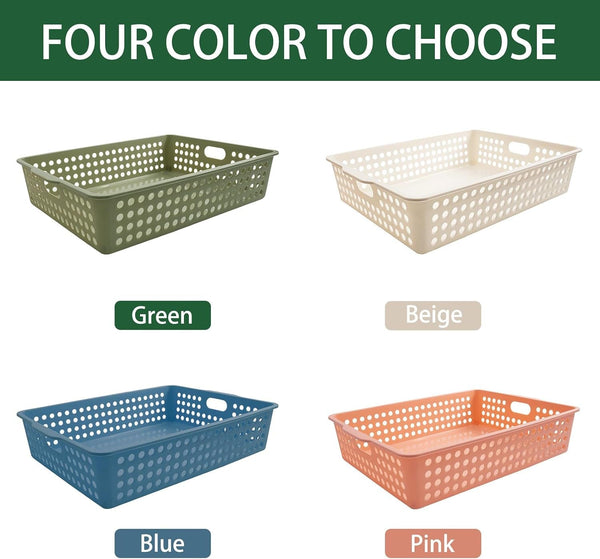 8 Pack Paper Organizer Baskets Trays, 14 in Plastic Storage Baskets3