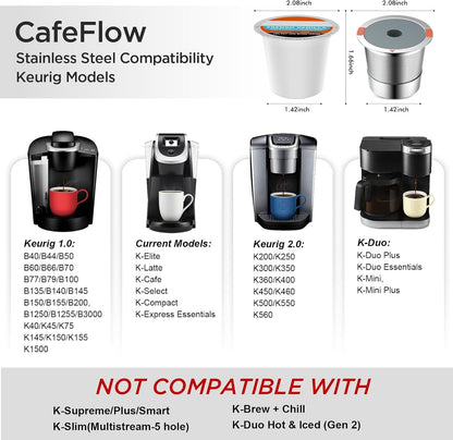 Reusable K Cups and Coffee Pods,Universal Stainless Steel K Cups for Keurig 2.0 and 1.0 Coffee Makers Machine(2Pack)2