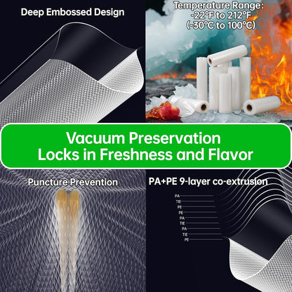 Vacuum Sealer Bags for Food, 11''X20' (3 Rolls) BPA Free Food Saver Bags for Sealer, Customized Size Vacuum Storage Bags for Sous Vide or Meal Prep5