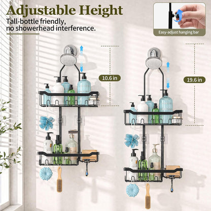Adjustable Shower Caddy Hanging Rustproof: Tool-Free Height Adjustment2