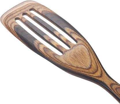 7 Pcs Wood Cooking Utensils Set, Wooden Kitchen Utensil Set for Cooking, Wooden Cooking Spoons & Spatulas with Spoon Rest, Safe for Non-Stick Cookware, Brown7