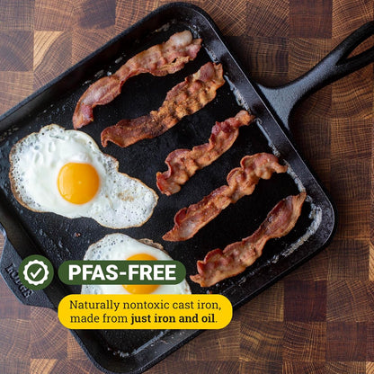 Pre-Seasoned Cast Iron Square Griddle, Pfas-Free, 11 Inches | Cast Iron for Pancakes, Eggs, Bacon & Grilling Favorites, Durable & Even Heat Distribution, Non-Toxic, Made in USA4
