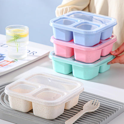 Bento Box for Kids, 4 Pack 3 Compartments Meal Prep Containers Reusable Lunch Containers, Food Storage Containers with Lids, Stackable Snack Boxes for School, Work, and Travel4