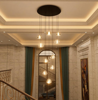 LED Chandeliers for Dining Room Adjust High Ceiling Chandelier Light Fixtures Entrance LED Dimmable Ceiling Pendant Drops Light Remote Lights for Living Room Stairwell 2700K 6000K1