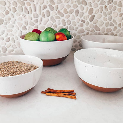 Ceramic Large Mixing Bowls - Set of 2 Nesting Bowls for Cooking, Serving, Popcorn, Salad Etc - Microwavable Kitchen Stoneware, Oven, Microwave and Dishwasher Safe - Extra Big 5.5 & 3.6 Qt - White7