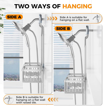 Adjustable Aluminum Shower Caddy Hanging for Handheld Showerhead, Silver8
