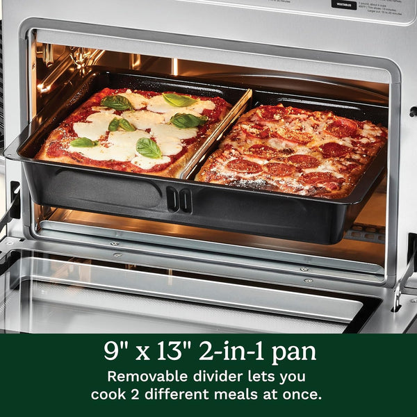 15-In-1 Extra-Large Digital Air Fryer Oven with 9"X13" 2-In-1 Pan, Air Fry 4 Lbs of Wings, Cook a 13 Lb Turkey or 5+ Lb Chicken, Toast 9 Slices of Bread, and Bake a 13" Pizza, TOA-1128