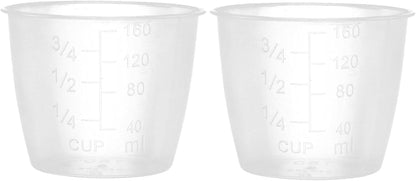 2Pcs Plastic Transparent Rice Measuring Cups 160Ml 3/4 Cup Thicken Rice Cooker Measuring Cup Double Scale Rice and Dry Material Kitchen Supplies for Cooking,Dog Cat Food Measuring1